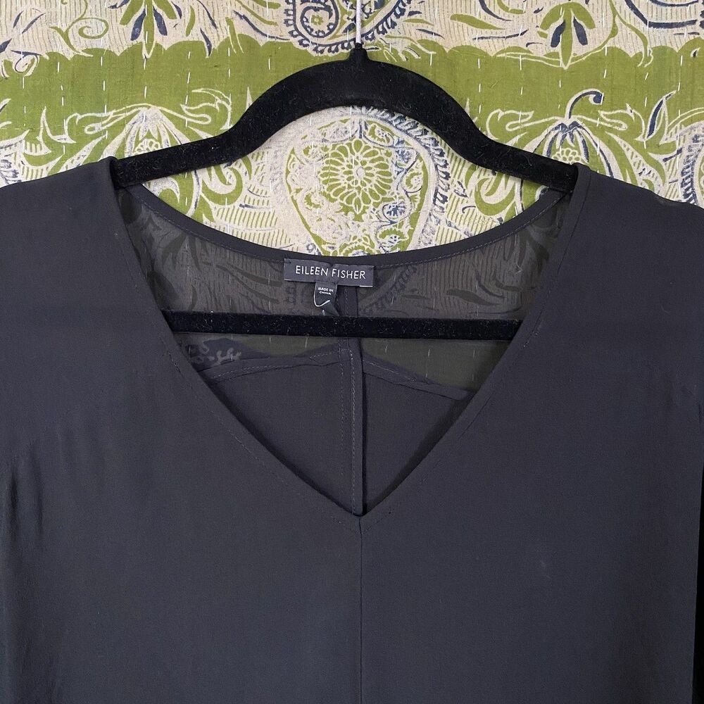 Eileen Fisher Black Silk Georgette Crepe Chiffon … - image 2